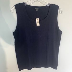 Talbots Knit Sleeveless Sweater Tank Navy XL Nwt
